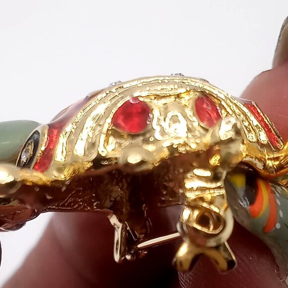 Vintage Ladybug Brooch Red Enamel Gold-Tone Metal Rhinestone Accents Lapel Pin - Picture 5 of 8